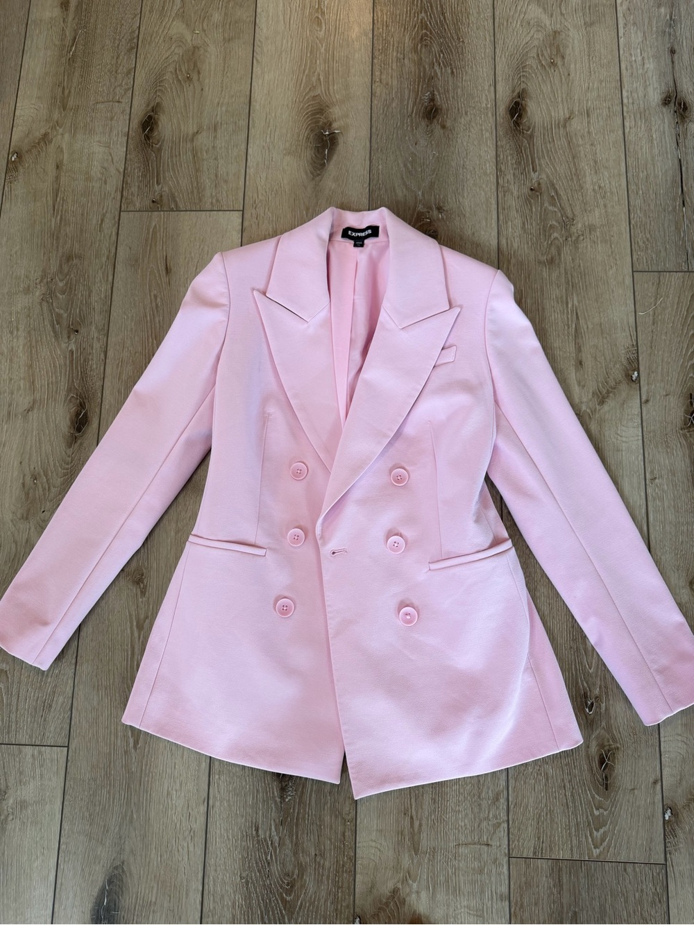 Express Women's Double-Breasted Pink Blazer Suiting w/ Shoulder Pads XS